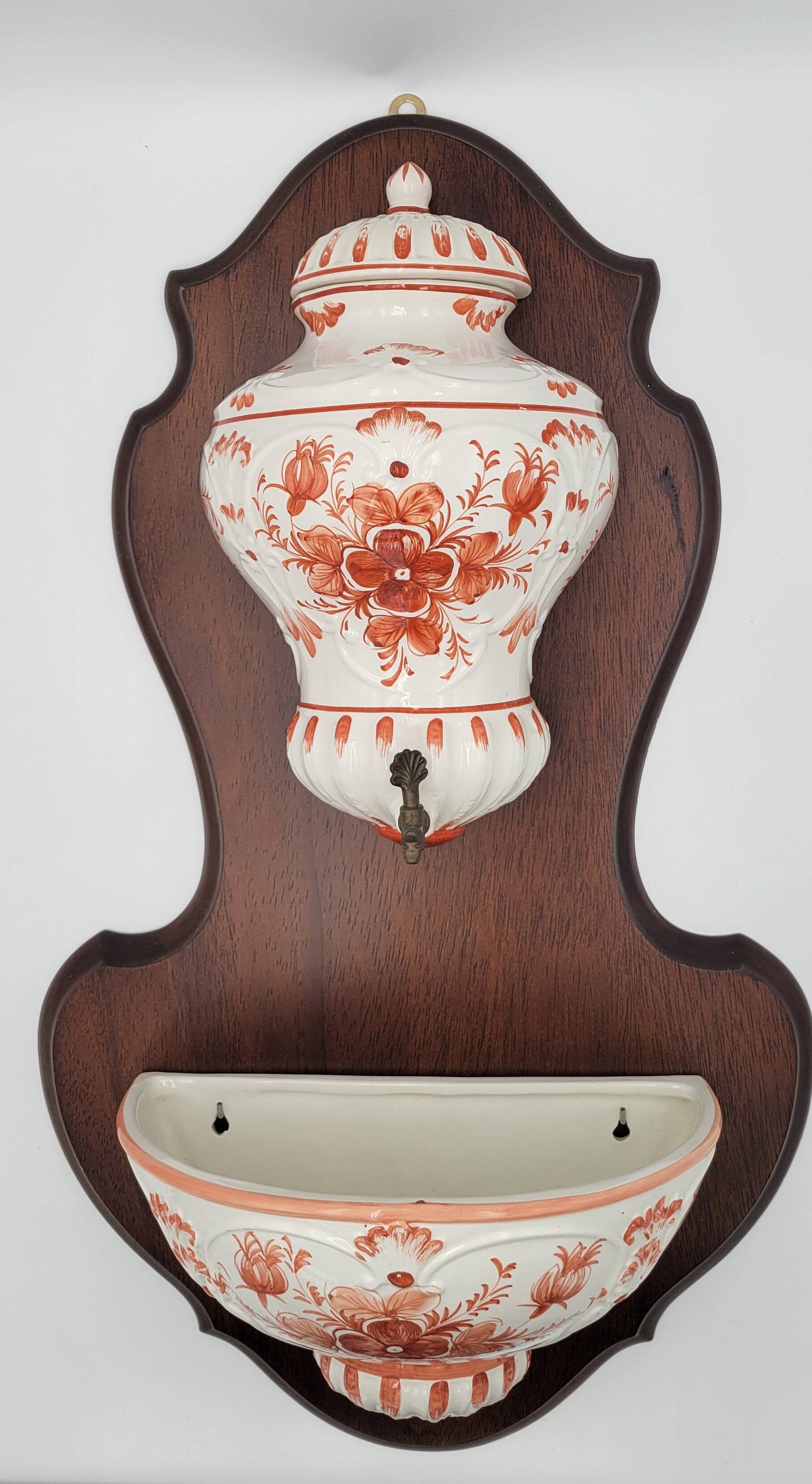 Italian earthenware wall fountain