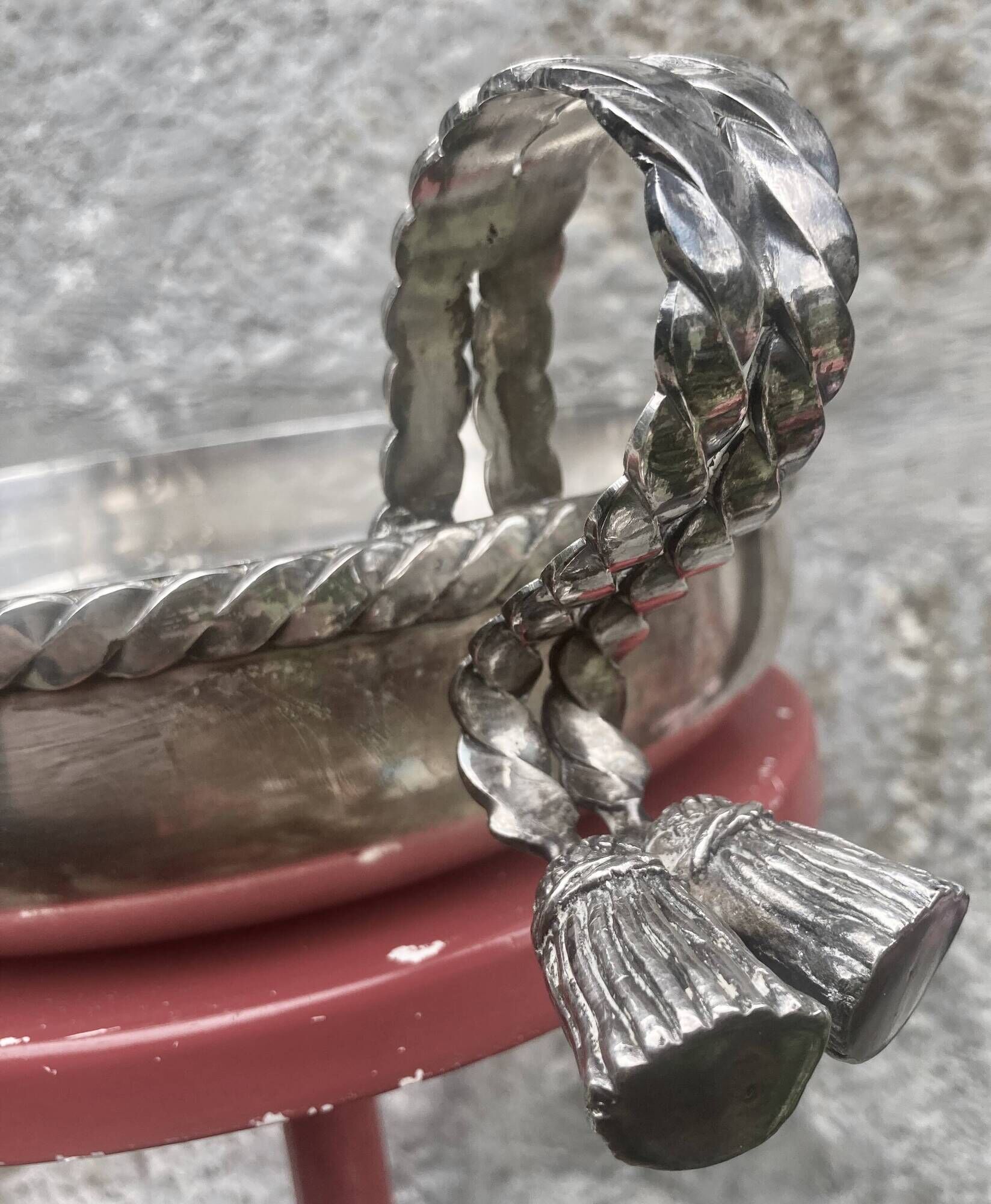 MARIA PERGAY pompom centrepiece 1970s chic design silver-plated