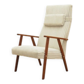 Chaise longue en teck danois avec nouvel revêtement en velours, années 1960