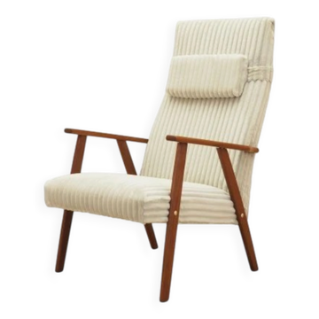 Danish teak lounge chair with new velour upholstery, 1960s
