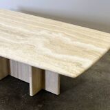Vintage travertine marble coffee table, France 1980s