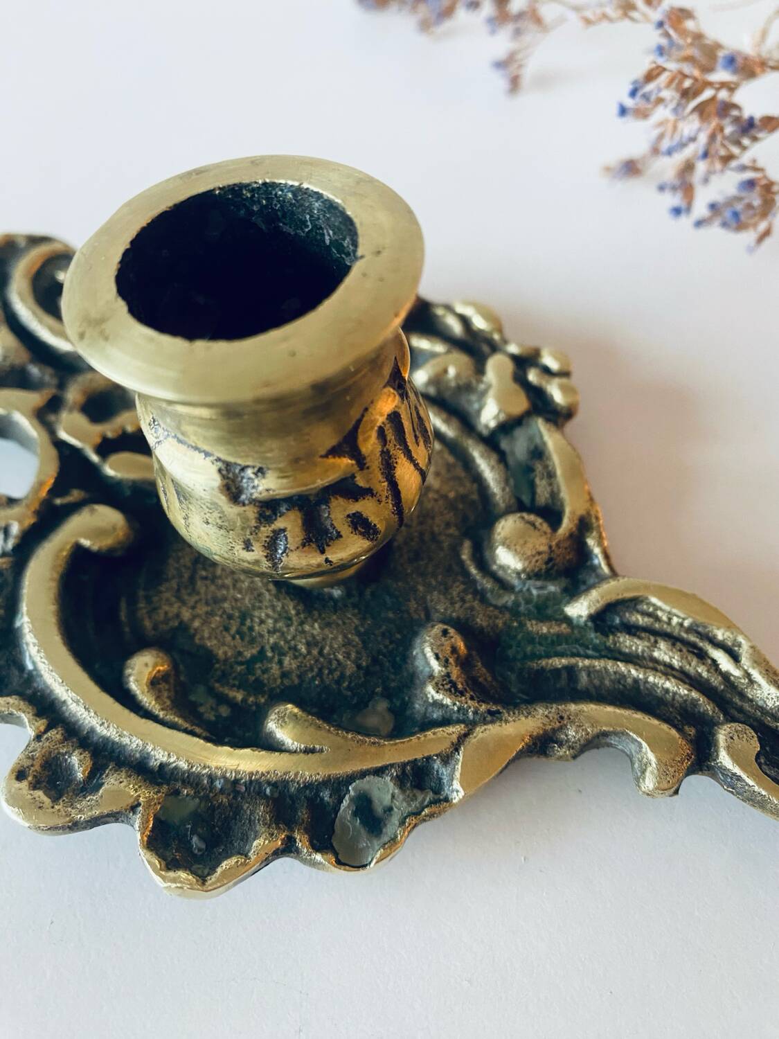 Antique bronze candle holder