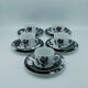 5 cups, 5 saucers, 5  cake plates