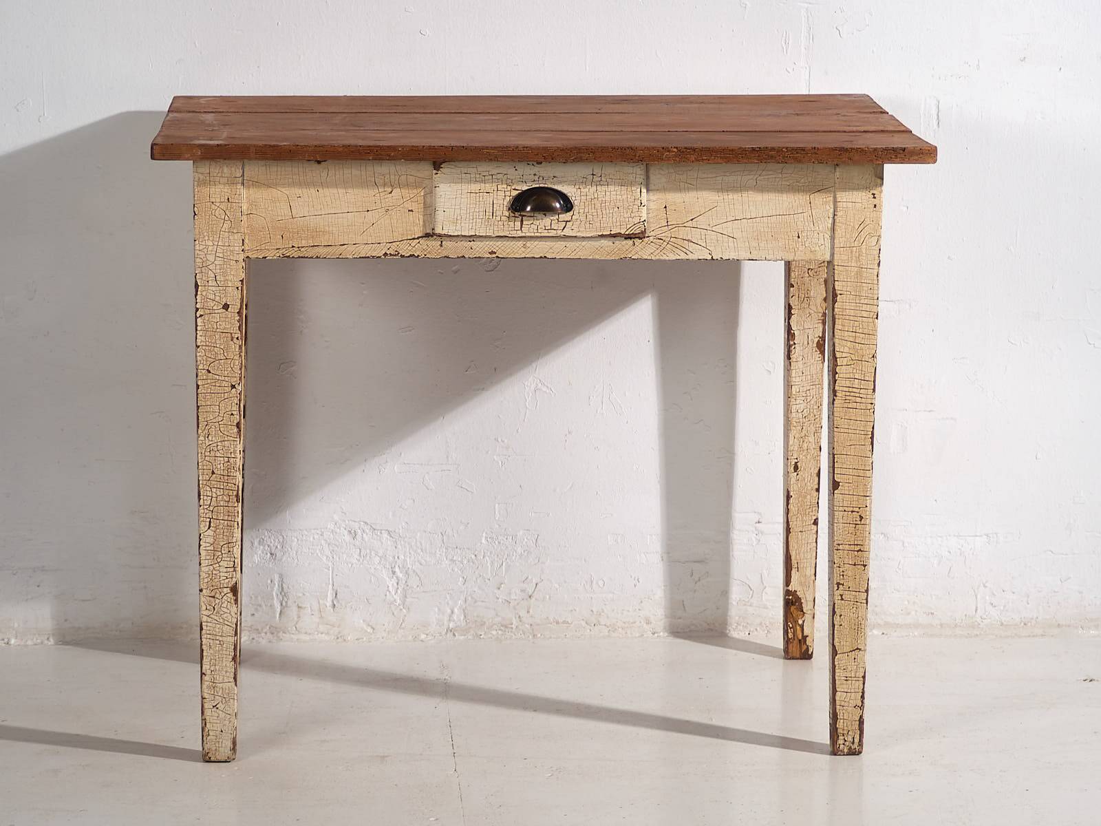 Antique white solid wood table (c.1920) #8