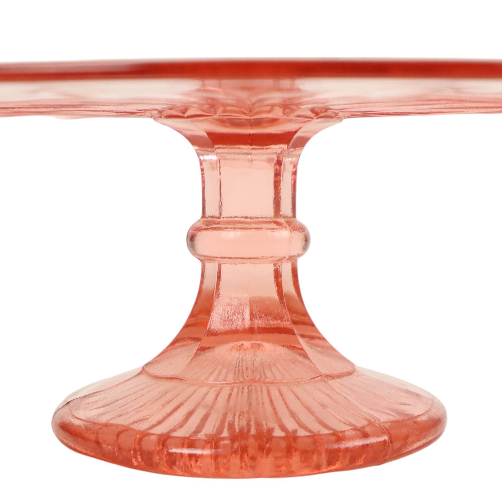 Art Deco Pink Cake Dish Rosaline Depression Glass Verrerie Scailmont