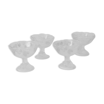 4 glass ice cups with foliage patterns