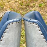 Set of blue dining chairs, Italy, 1950s