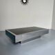 Italian coffee table in chromed metal and vintage brown glass top 70s