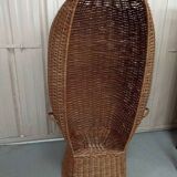 Vintage rattan wicker beach cabin Emmanuelle armchair