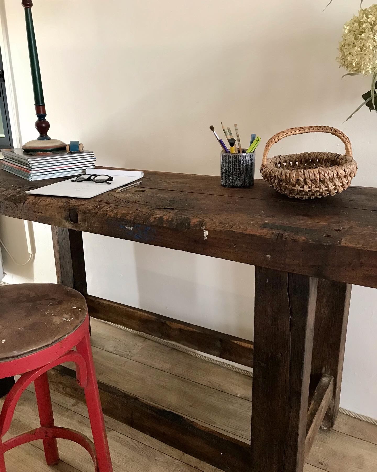 Old solid oak workbench