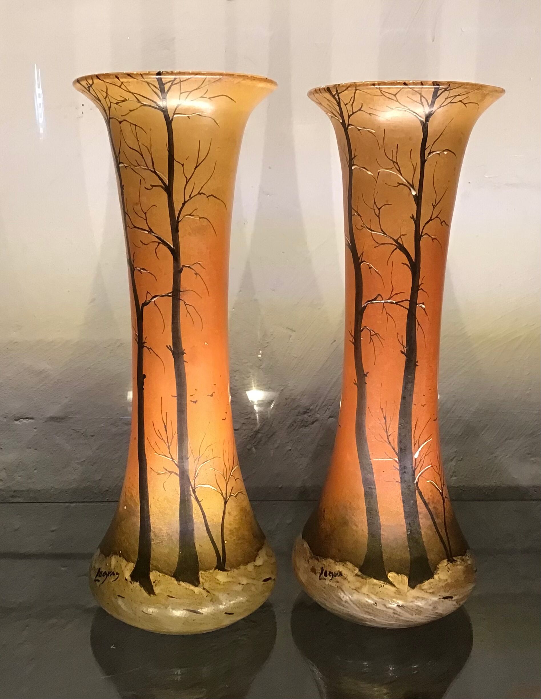 Pair of vases signed Legras