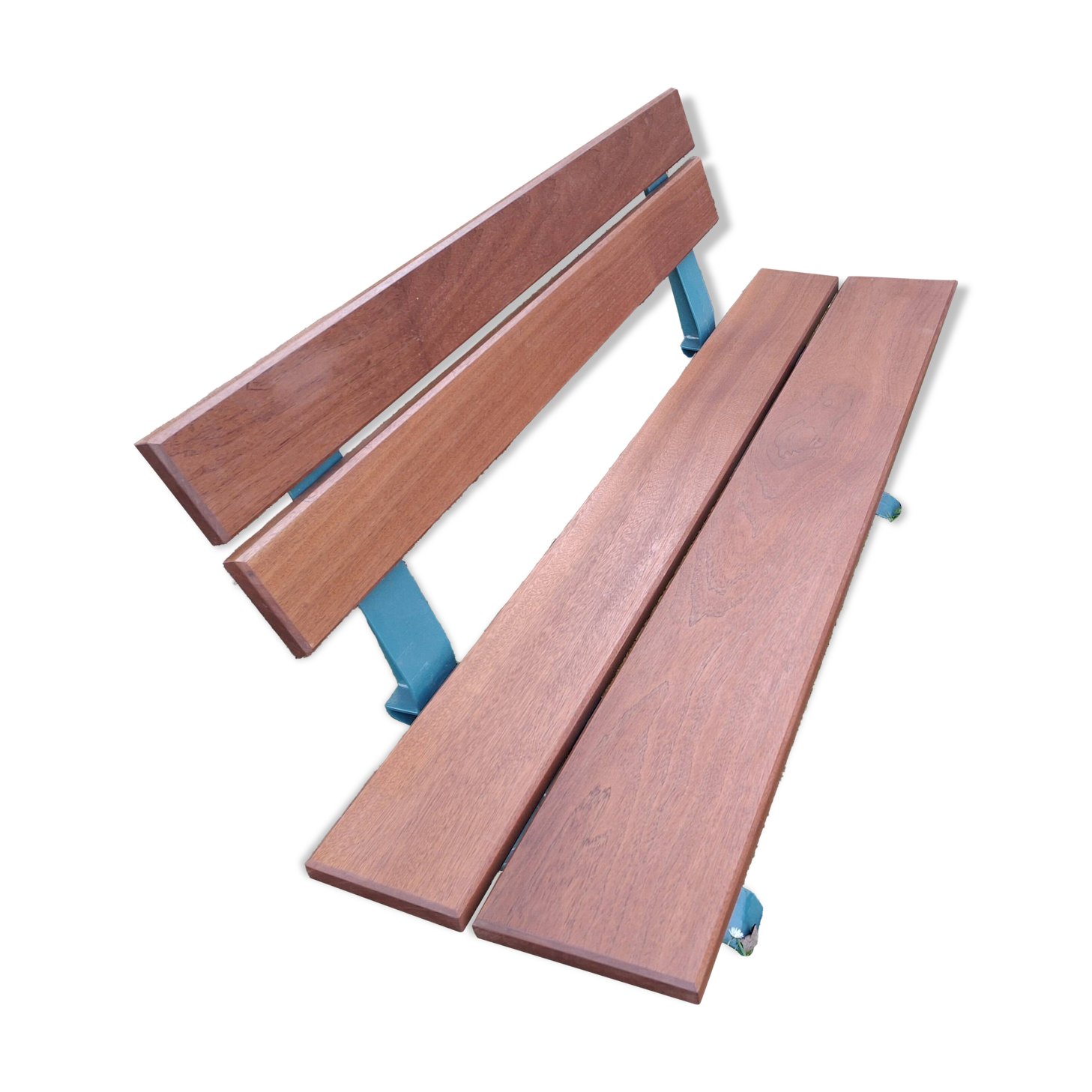 Garden bench, cast iron legs and exotic wood