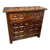 Brutalist geometric carved Spanish sideboard