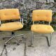 Fauteuil à roulettes Strafor en tweed jaune 1970