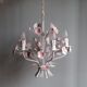 Lustre vintage en toleware à motifs floraux, Italie des années 1960.