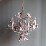 Vintage toleware chandelier with floral motifs, Italy from the 1960s.