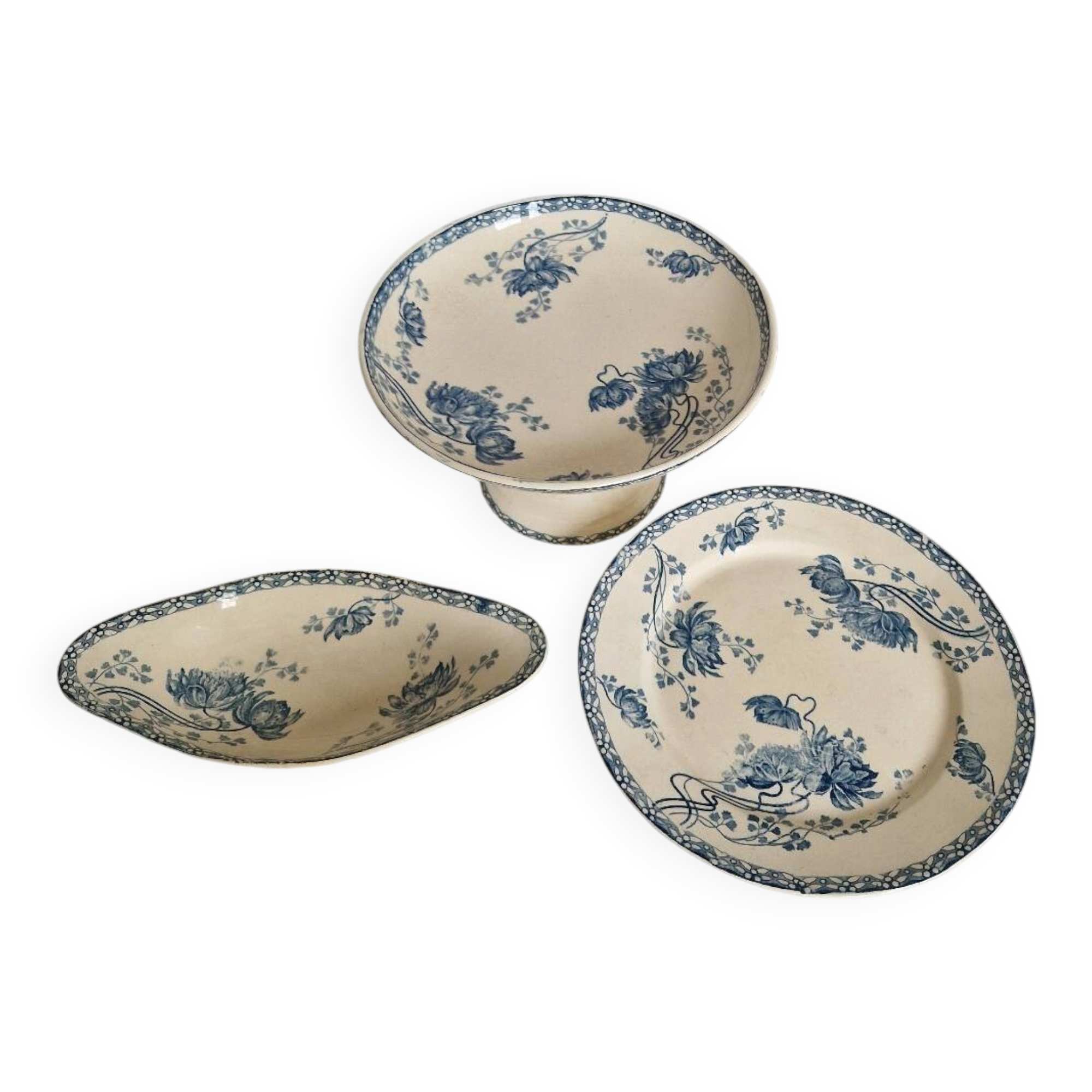 Lot of Sarreguemines Compotier Flat Dish Ravier Royat Models Ironstone