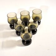 Set of 6 vintage smoked glass shot glasses from Italy, 1970-1980.