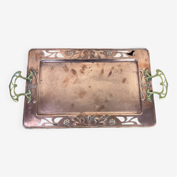 Serving tray in copper and gilded bronze Art Nouveau period circa 1900