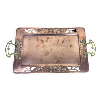 Serving tray in copper and gilded bronze Art Nouveau period circa 1900