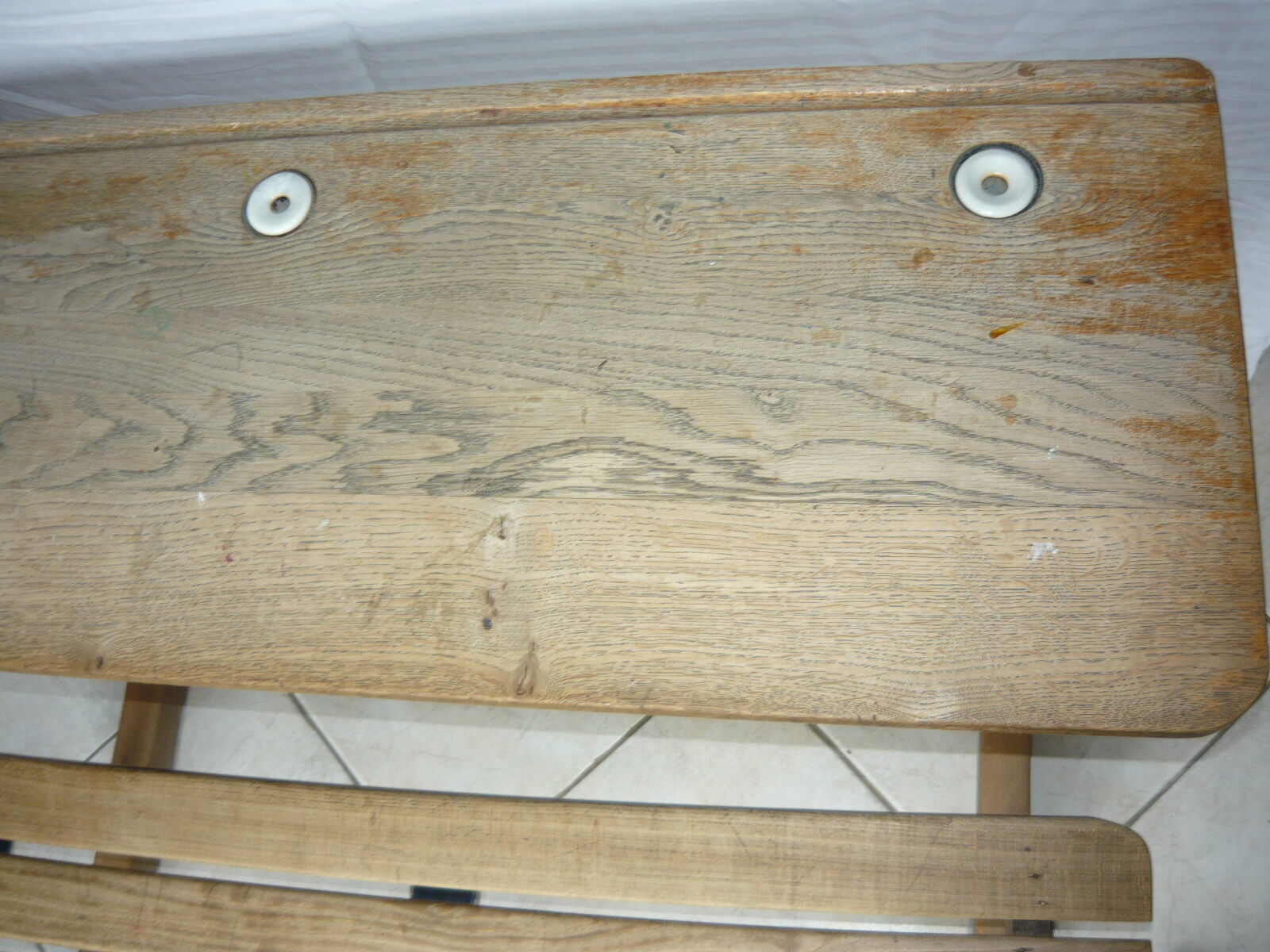Solid wood school desk from the 1950s
