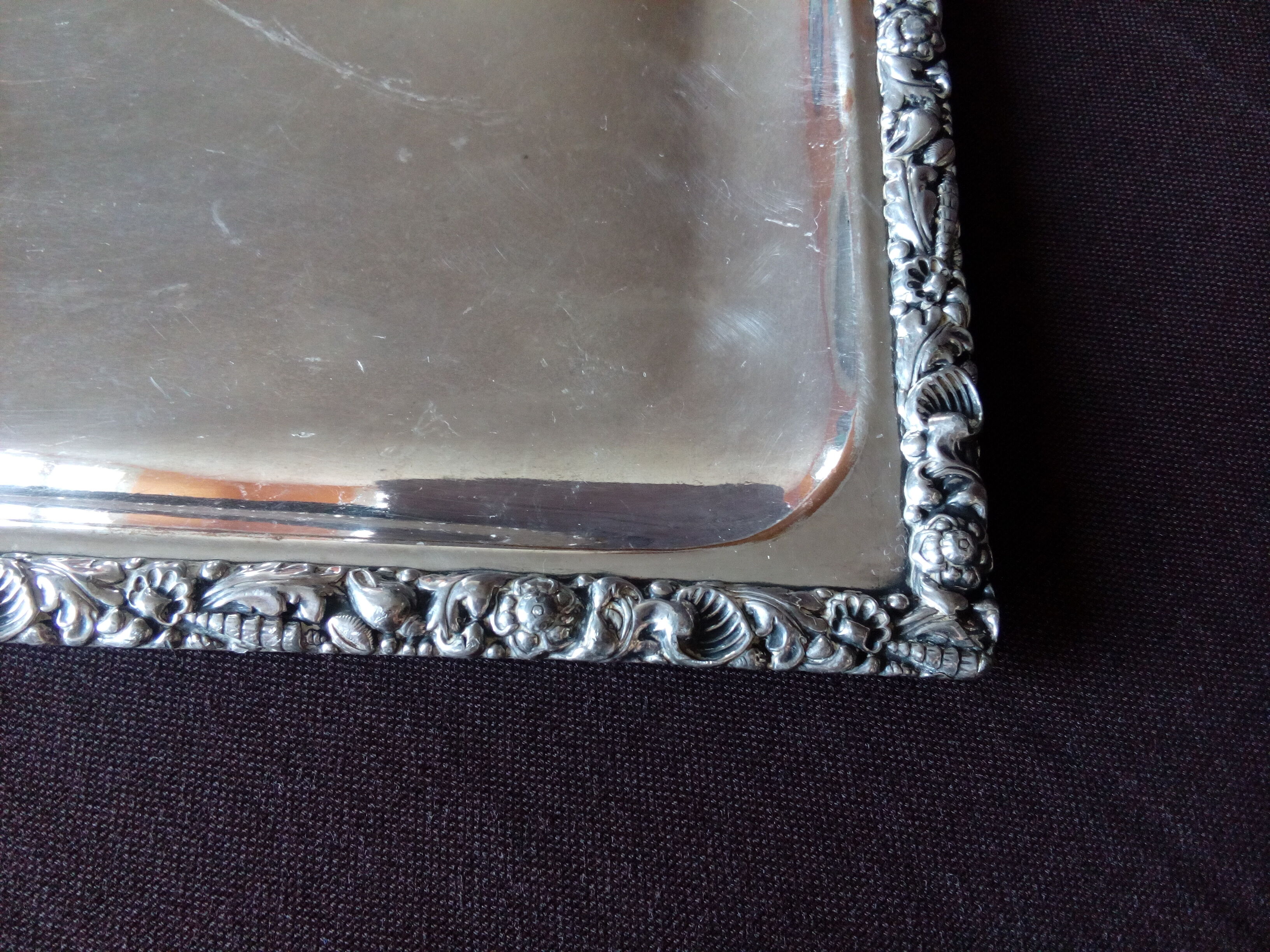 Silver metal tray with GANDAIS punch