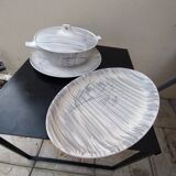 Soupière et plat niderviller modèle chatons 1950