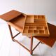 Vintage Scandinavian Sewing Table with Wheels and Basket