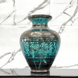 American Art Deco Vase in Glass and Silver Overlay, 1930s