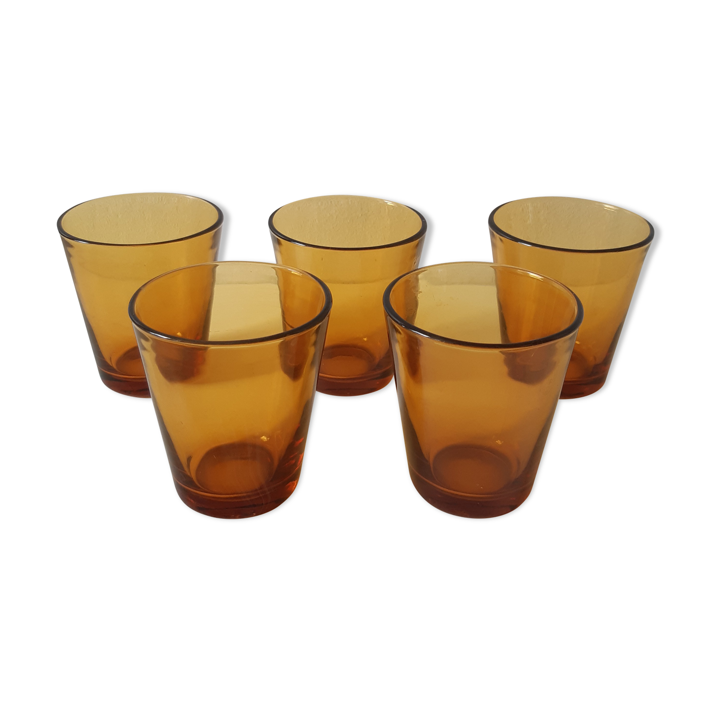 Set of 5 amber water glasses