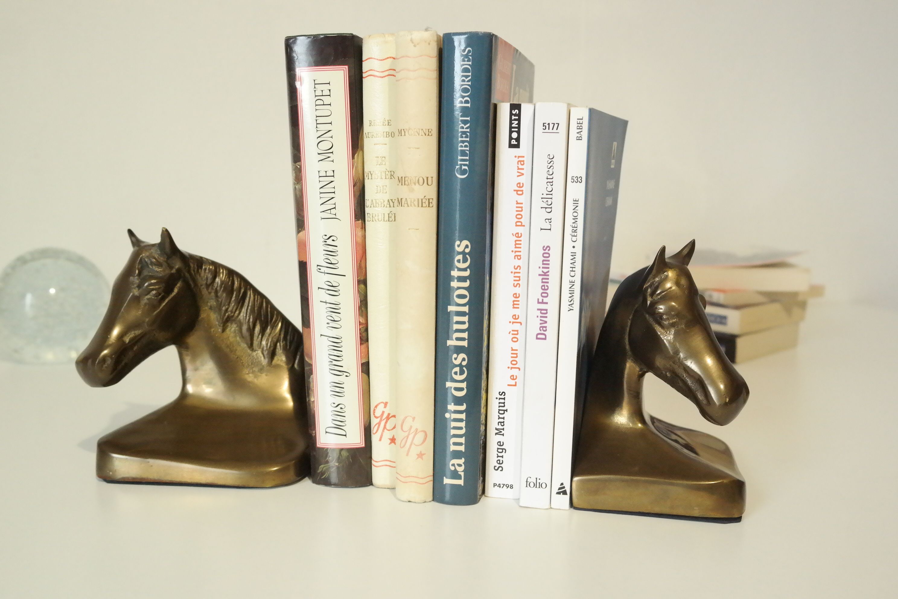 Pair of bookends plaster horses effect vintage brass