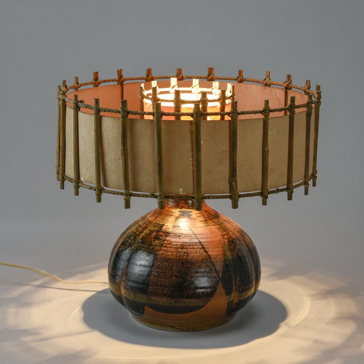 table lamp in enamelled stoneware, france circa 1960