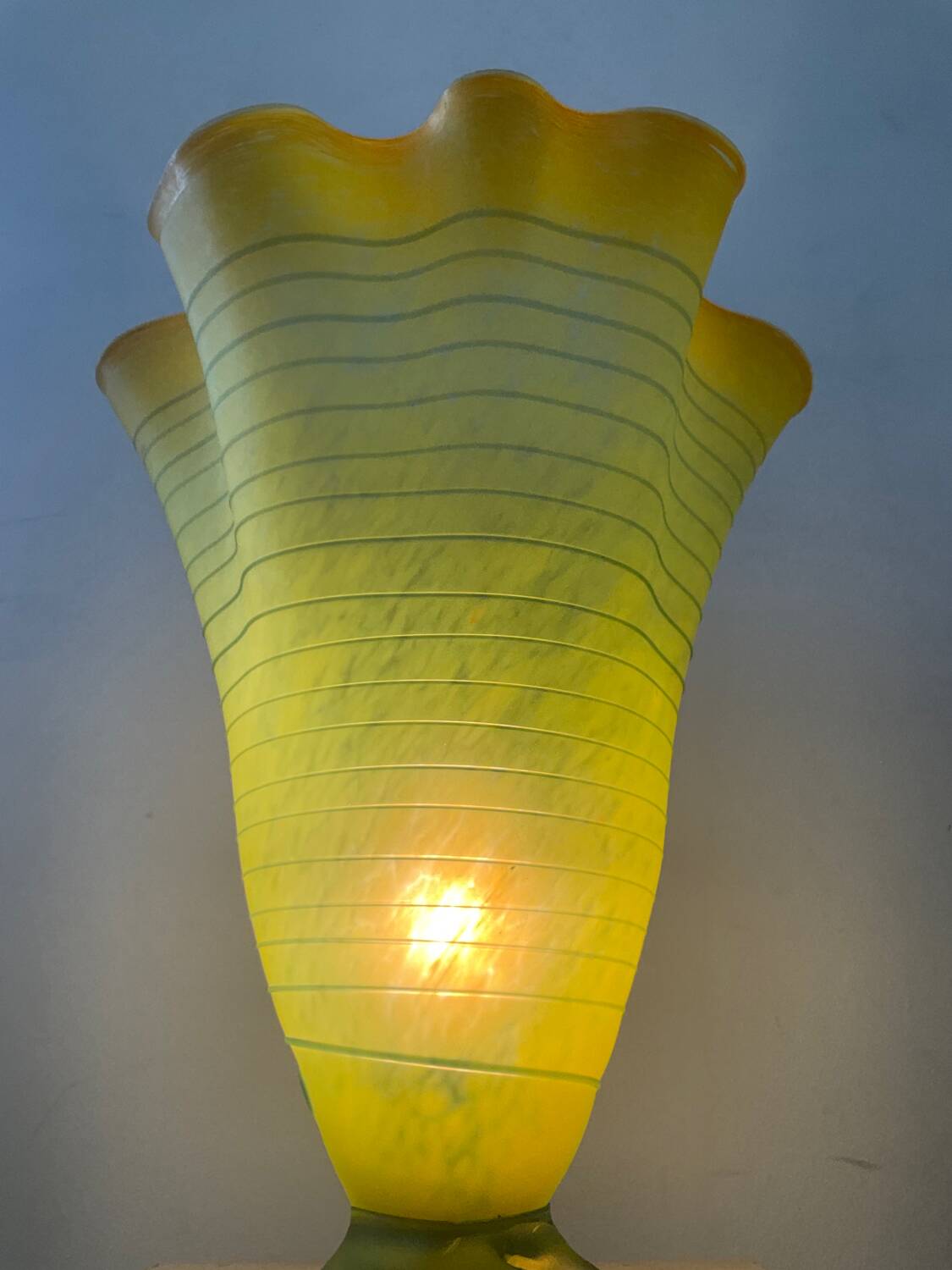 Vintage glass paste lamp with handkerchief neck