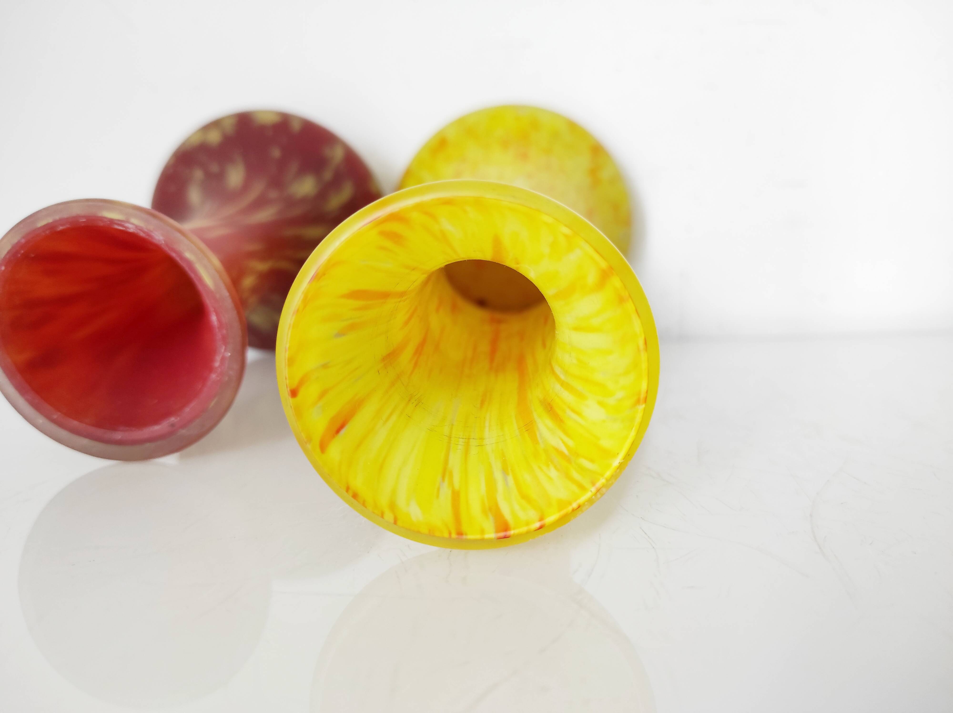 Set of two marmoreal glass vases