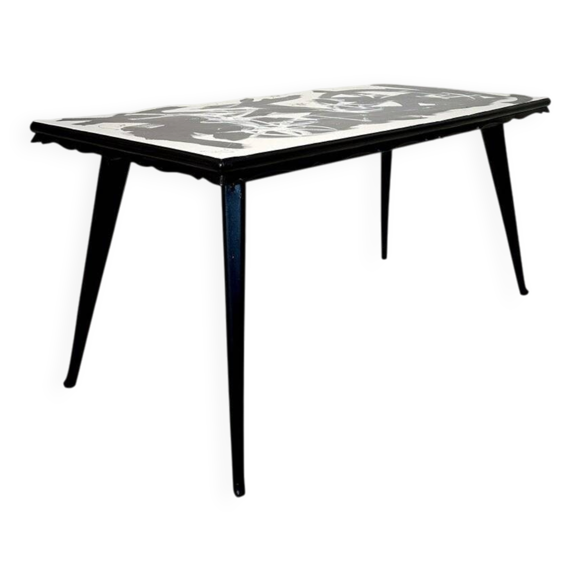 Abstract Painted Dining Table in Black and White, 1953