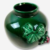 Green ceramic vase deco grape cluster