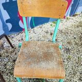 Set of 4 vintage deparaillé school chairs