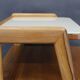 1960s mid-century maple nightstand with milky glass shelf, restored, Czechoslovakia