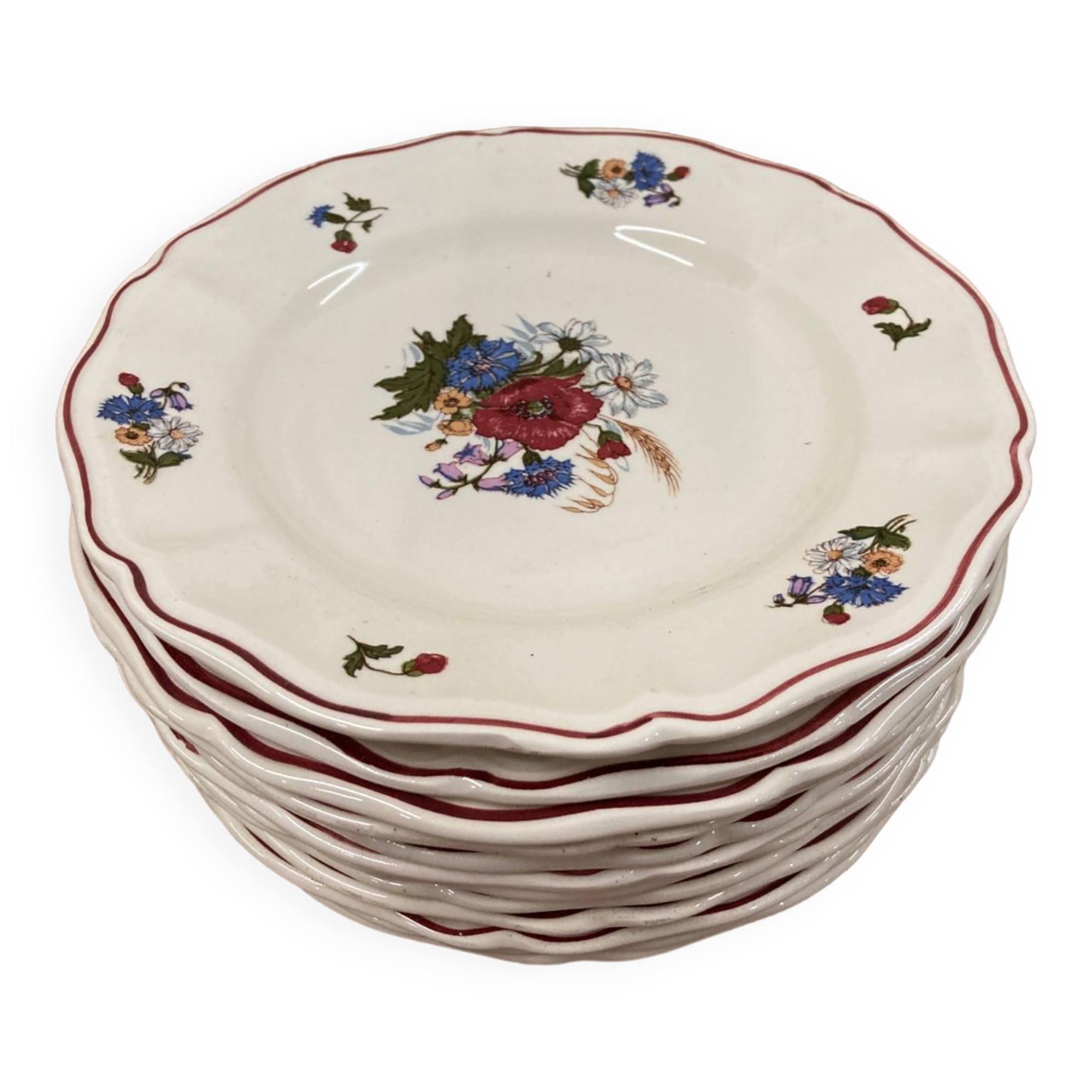 Assiette à Dessert Ancienne Sarreguemines Faïence Agreste – 21 Cm – Blanc