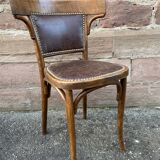 Pair of restaurant chairs bent wood imitation leather 50s