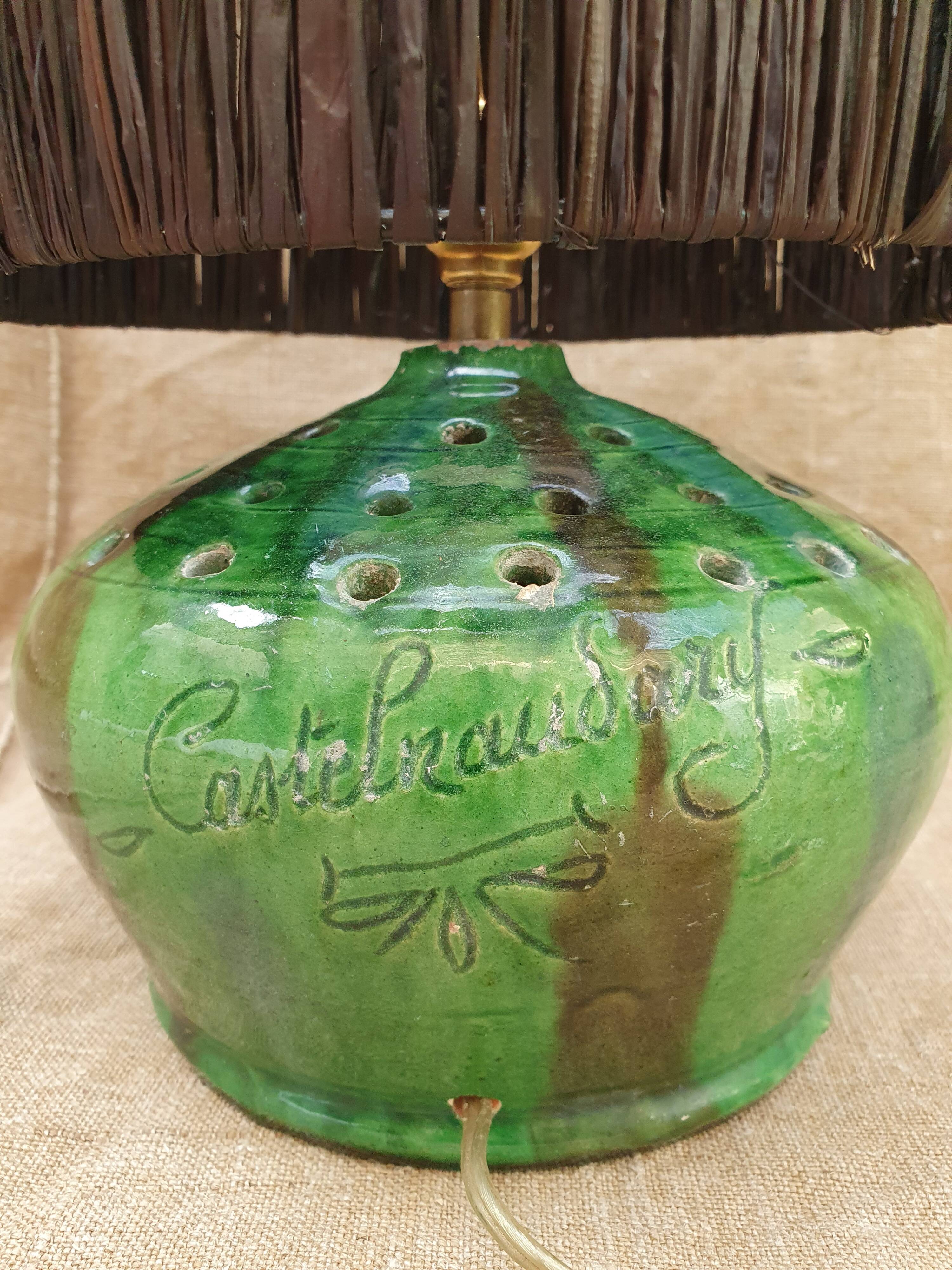 Glazed terracotta lamp