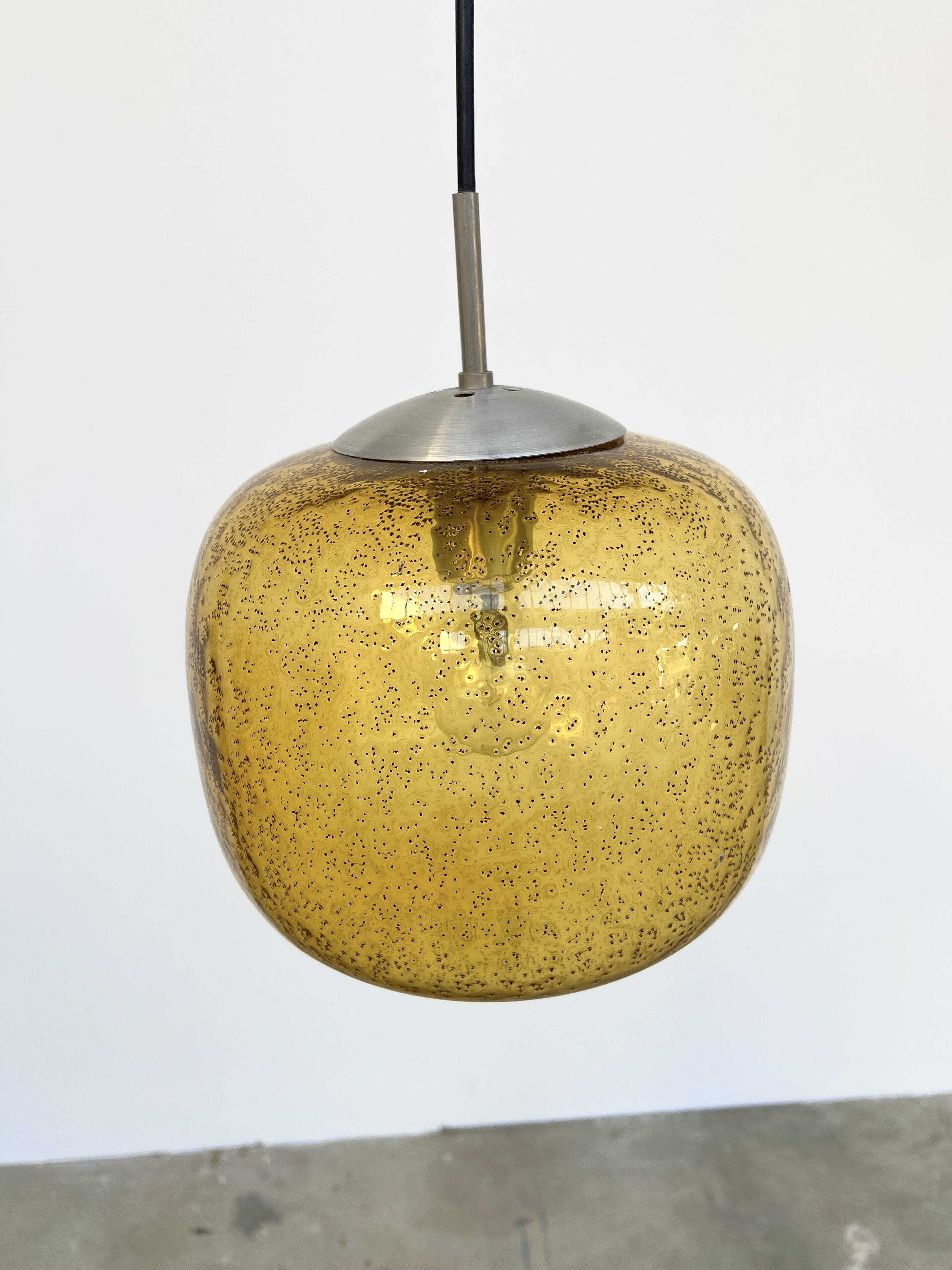 Amber Blown Glass Pendant – Organic Design 70's – Ø23cm