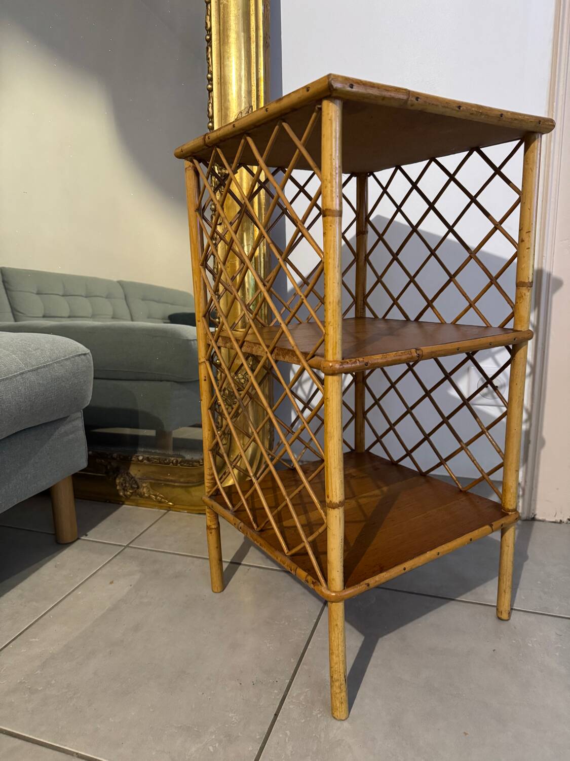 Shelf, rattan bedside table