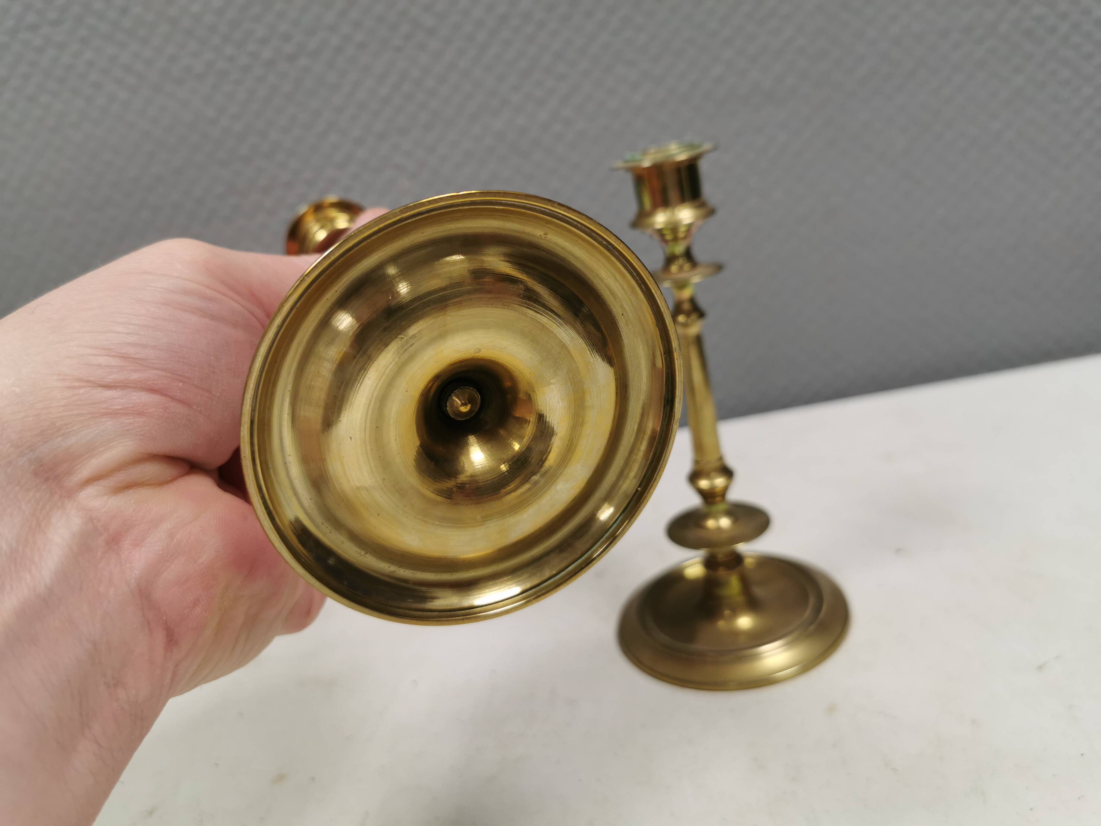 A set of slim vintage brass candlesticks, Denmark 1960-70s.