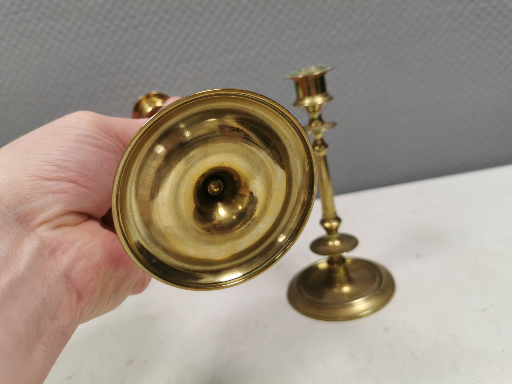 A set of slim vintage brass candlesticks, Denmark 1960-70s.