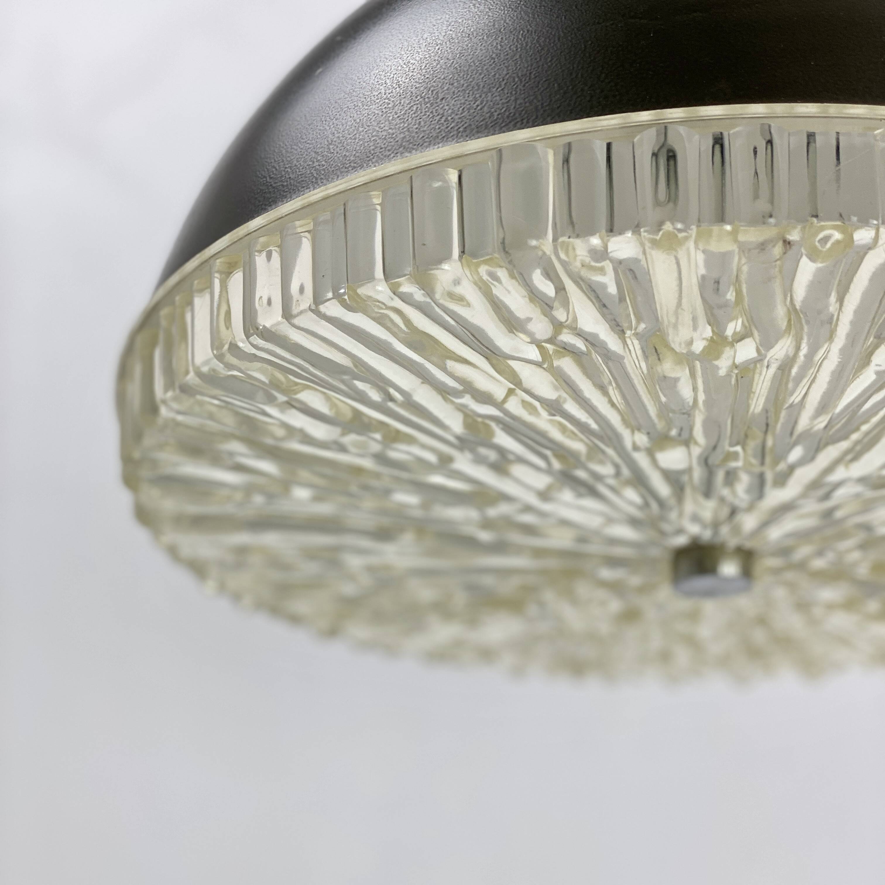 Space Age 1970 pendant light, brown and chrome