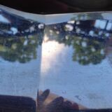 Art deco dish in stainless steel and teak