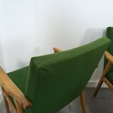 Set of 6 groene eetkamerstoelen met beukenhout