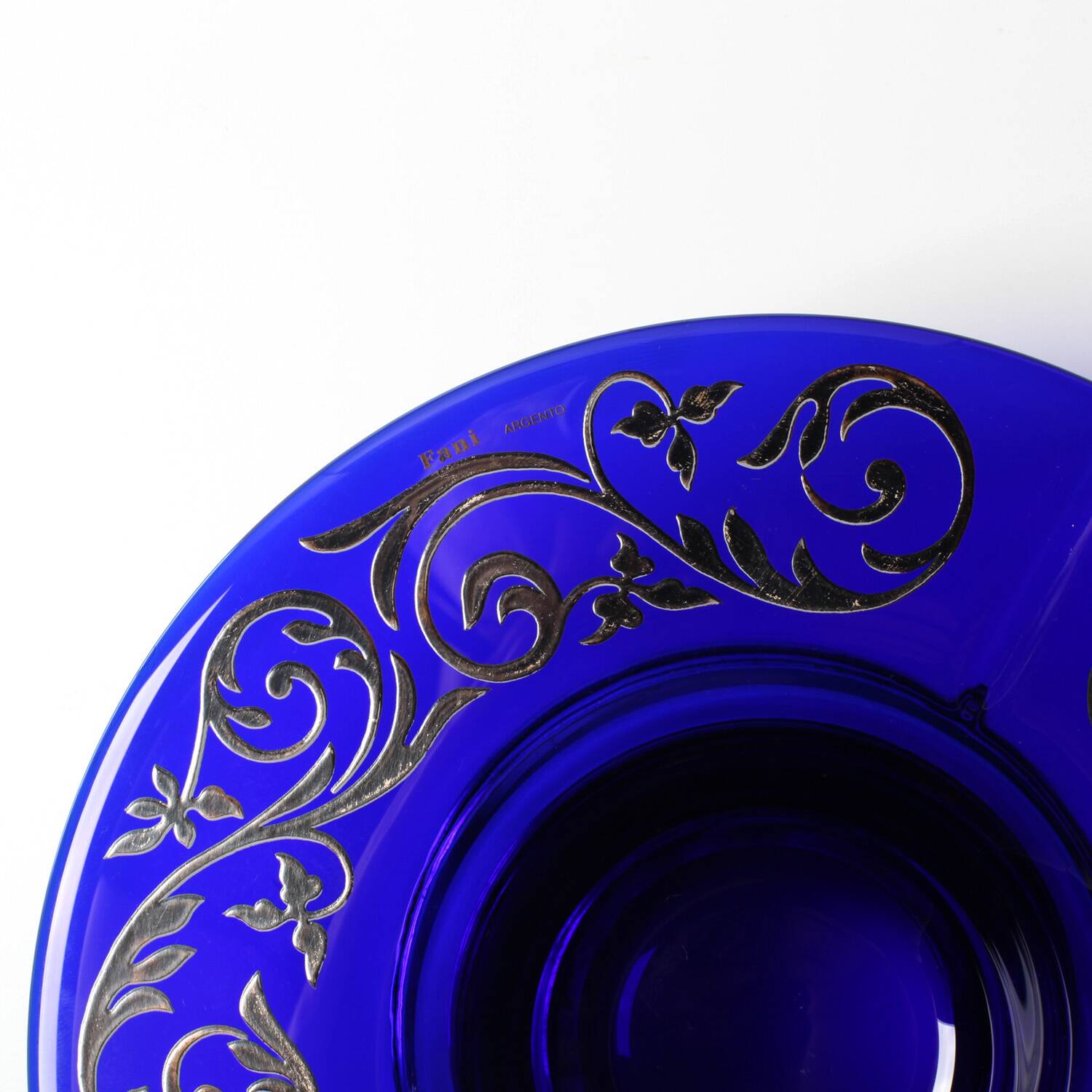 Rare Cobalt Blue Crystal and Silver Bowl / Fani Argento / Florence / 1930s
