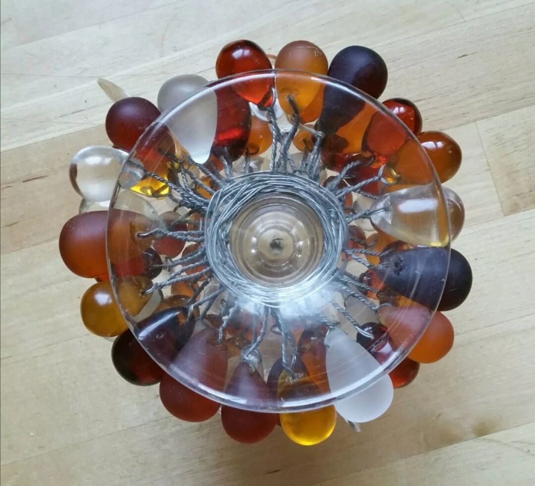 Bougeoir perles et feuilles de cristal